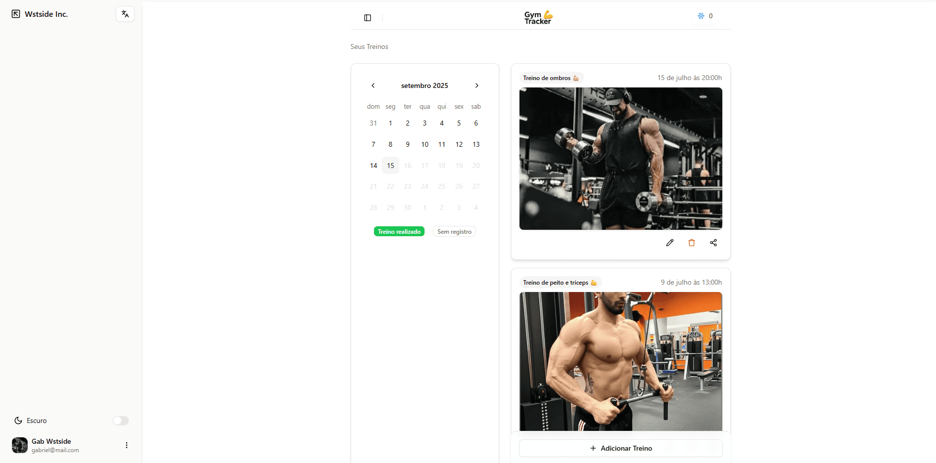 screenshot do projeto Gym Tracker